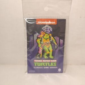 Teenage Mutant Ninja Turtles Michelangelo Caught Enamel Pin TMNT Pixel Badge